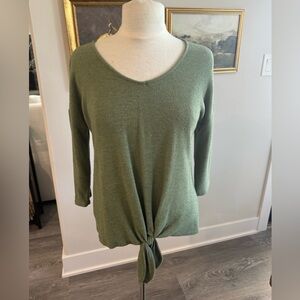Green Envelope Sage Soft Fleece Top Tie Accent Dolman Sleeve Women's Small